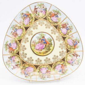 NC West Germany Fragonard Hand Painted Porcelain Love Story 9" Triangle Plate